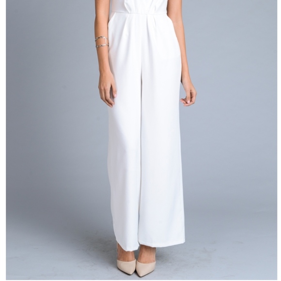 White Open Back Jumpsuit - Picture 2 of 7